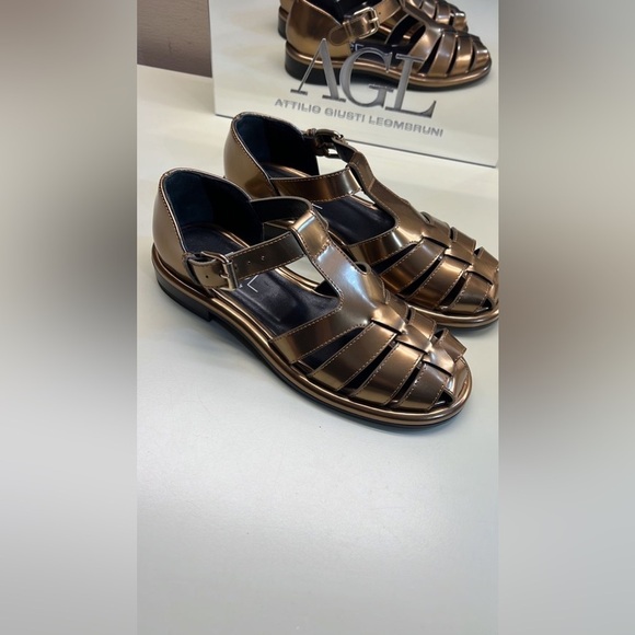 Agl Shoes - NWT AGL Metallic Leather Fisherman Sandals Designer Italian Luxury made in Italy